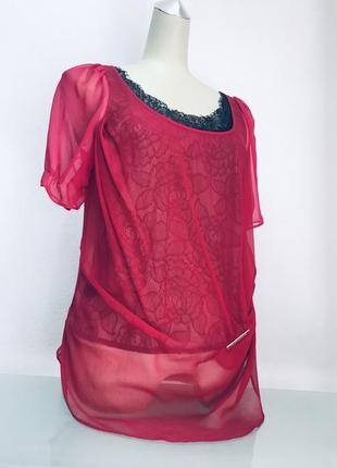 Блуза шелковая женская малиновая2 фото