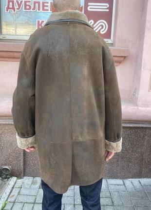 Мужская натуральная дубленка из овчины коричневая6 фото