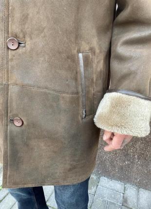 Мужская натуральная дубленка из овчины коричневая10 фото