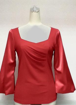 Блуза женская нарядная красная с рукавом 7/8 eveline1 фото