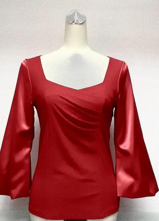 Блуза женская нарядная красная с рукавом 7/8 eveline2 фото