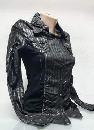 Рубашка блуза женская черная приталенная