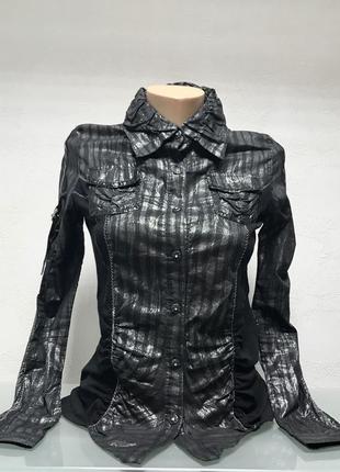 Рубашка блуза женская черная приталенная2 фото