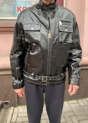 Куртка чоловіча шкіряна натуральна чорна демісезонна adamo молодіжна модна5 фото