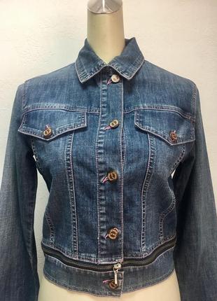 Куртка женская джинсовая синяя с потертостями трансформер dlf
