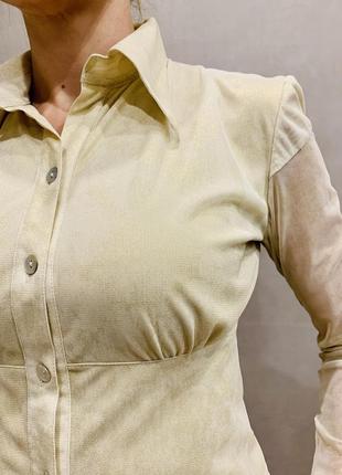 Блуза рубашка тонкая женская золотистая деловая с длинным рукавом balizza6 фото