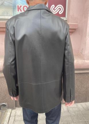 Піджак чоловічий шкіряний натуральний чорний класичний3 фото