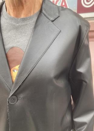 Піджак чоловічий шкіряний натуральний чорний класичний7 фото
