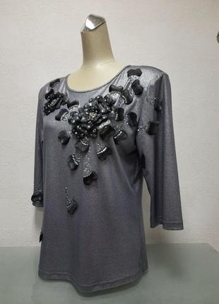 Жіноча блуза срібляста ошатна батал2 фото