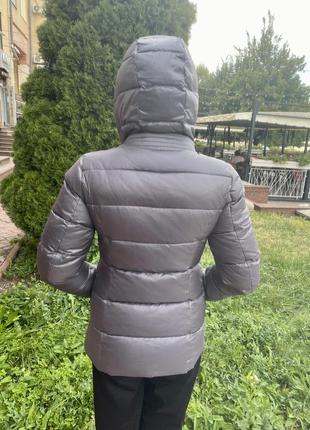 Куртка пуховик жіночий сірий короткий на блискавці з капюшоном finebabycat10 фото