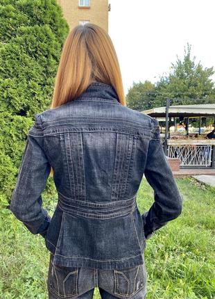 Пиджак куртка женский черный джинсовый молодежный современный приталенный evona5 фото