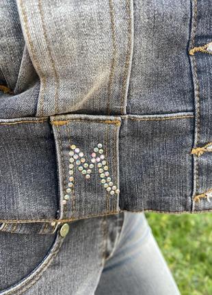 Куртка пиджак женская джинсовая серая с потертостями на подкладке mariella burani7 фото