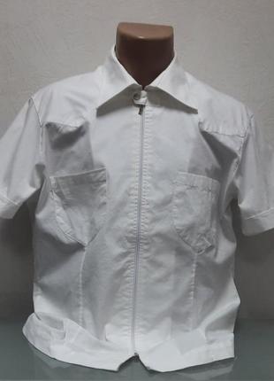 Шведка тенниска рубашка с коротким рукавом мужская летняя белая коттон avva