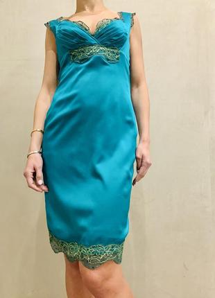 Платье ночнушка dress sleep женское летнее Rot шелк изумрудного цвета нарядное вечернее модное яркое3 фото