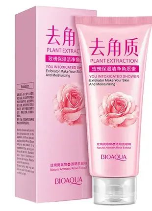 Пілінг скатка для обличчя з екстрактом троянди bioaqua plant extraction natural aromatic rose extact