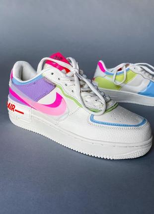 Красивейшие женские кроссовки nike air force shadow cream/pink бежевые цветные