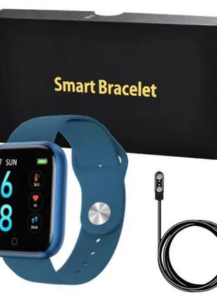 Smart watch t80s, два браслети, температура тіла, тиск, оксиметр.  колір синій