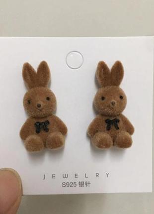 Милые серьги зайки сережки зайчики