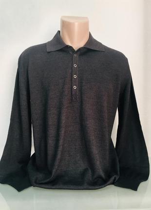 Пуловер мужской с воротником темно серый на кнопках размер + white house