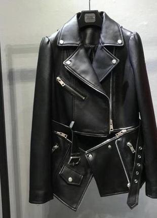 Куртка женская из экокожи трансформер черная4 фото