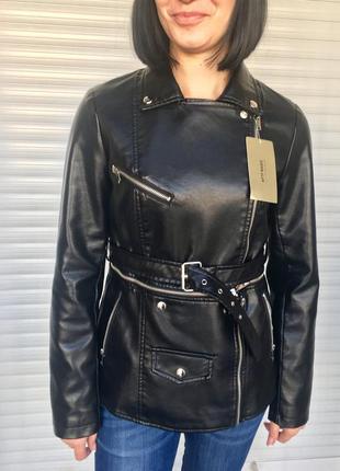 Куртка женская из экокожи трансформер черная8 фото