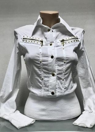Блуза рубашка батник женская белая офисная классическая с длинным рукавом