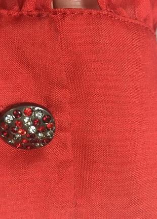 Блуза сорочка шовкова жіноча balizza червона з бантом довгий рукав5 фото
