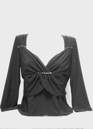 Блуза женская нарядная черная с рукавом 7/8 батал  eveline2 фото