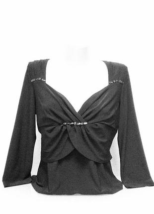Блуза женская нарядная черная с рукавом 7/8 батал  eveline3 фото