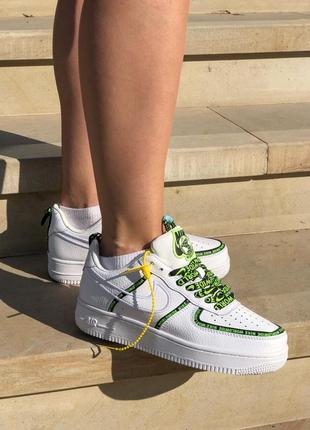 Крутые женские кроссовки nike air force 1 worldwide white/green белые с зелёным6 фото