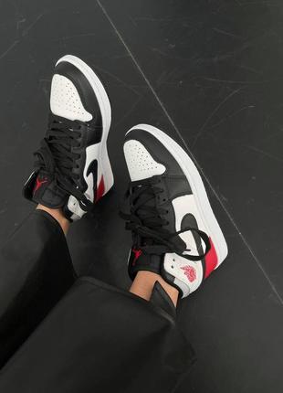 Кросівки nike locations air jordan retro 1 « black / white / red » ❤️