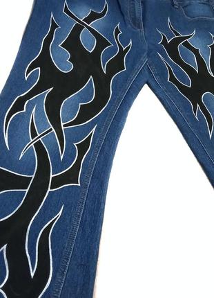 Кастомные джинсы, ручная роспись, штаны, трайбл, принт, кастом3 фото
