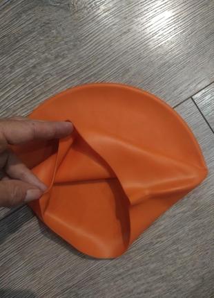 Оранжевая шапочка для плавания, для бассейна3 фото