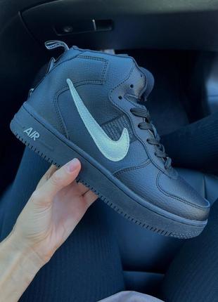 ❄️nike air force high fur winter black❄️кросівки жіночі зимні найк форс, кросовки женские зимние найк