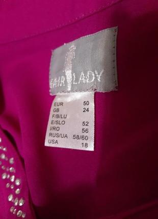 Женская шифоновая блуза со стразами fair lady, блузка фуксия, рубашка стразы.4 фото