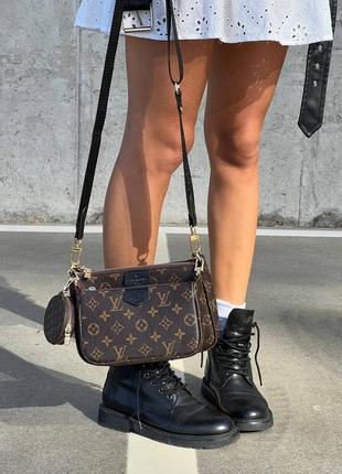 Lv multi pochette brown /black, сумочка жіночі, женские сумочка, сумка женская