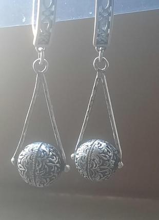 Дизайнерські  ексклюзивні слов'янські колти бохо сережки срібні 925  етно2 фото