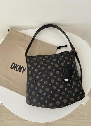 Dkny the medium logo optimist shoulder bag жіноча брендова сумочка хобо сумка дкну hobo оригінал на подарунок дівчині дружині5 фото