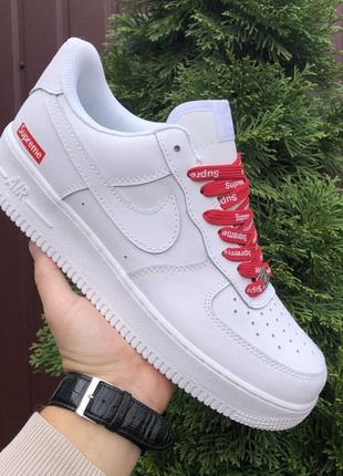 Мужские кроссовки nike air force supreme кожаные белый
