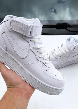 Мужские кроссовки nike air force кожаные белые