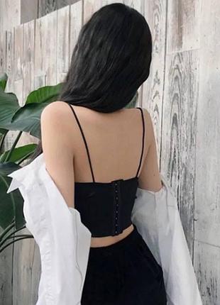 Топ атлас черный бра лямкт бретельки