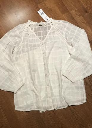 Белая натуральная хлопковая блузка, р. 161 фото