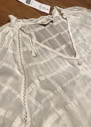 Белая натуральная хлопковая блузка, р. 165 фото