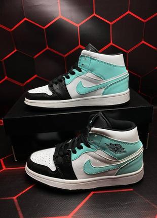 Кросівки air jordan retro 1 mid - island green2 фото