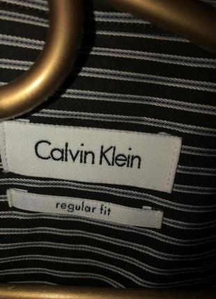 Брендова чорна сорочка в тонку смужку calvin klein *32/336 фото