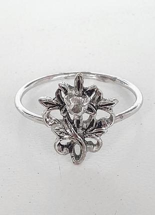советское кольцо времен срср с белым камнем стразы кольцо цветочек винтажное кольцо винтаж