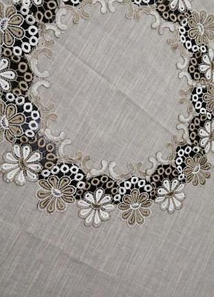 Якісна льняна скатертина/скатерть на круглий стіл. 180*