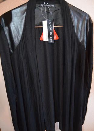 Кардиган з вставками з шкірозамінника