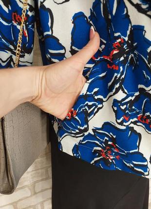 Новый фирменный atmosphere летний пиджак-косуха в синюю абстракцию,размер хл5 фото