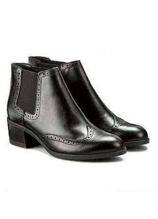 Кожаные женские ботинки челси на толстом каблуке 37 38 размер2 фото